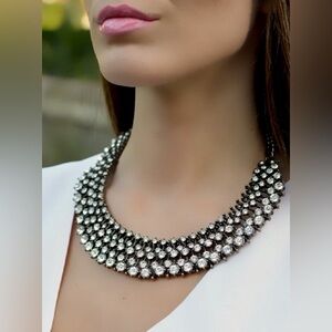 Zara rhinestone layered graduating bib necklace Kate Middleton style classy